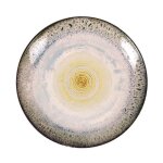 Lot de 12 assiettes rondes clara en fine porcelaine d�cor�e plat rond de service - diam�tre 215 x hauteur ...