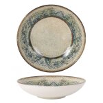 Lot de 12 assiettes rondes tania en porcelaine d�cor�e plat rond de service - diam�tre 21 x hauteur 45 ...