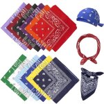 Lot de 12 bandana pour hommes et femmes polyester foulard headband cowboy bandana bandeau cheveux pour ...