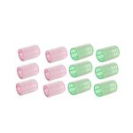 Lot de 12 bigoudis auto - adhsifs pour cheveux onduls de 36 mm (6 pices vertes et roses)