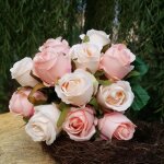 Bouquets de rose - lot de 12 - fleurs artificielles en soie - dcoration de mariage - violet et champagne ...