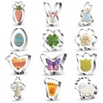 Lot de 12 emporte - pi�ces de p�ques en acier inoxydable : lapin ?uf fleur papillon poussin carotte moutonempr ...