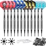 Lot de 12 flchettes  pointe souple 12 g avec accessoires complets pour jeu de flchettes