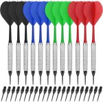Lot de 12 fl�chettes souples avec pointe en plastique avec 100 pointes en plastique pour cible de fl�chettes ...