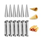 Lot de 12 moules  cannoli antiadhsifs en acier inoxydable ? pour cornets de crme ? ustensiles de ptisserie ...