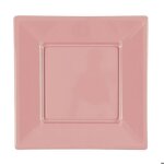 Lot de 12 petites assiettes carres plastique 18cm rose