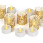 Lot de 12 photophores électroniques à led en papier creux pour bougies votives mariage anniversaire fête ... Lot de 12 photophores électroniques à led en papier creux pour bougies votives mariage anniversaire fête ...