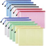 Lot de 12 pochette plastique zipp�e a4 - pvc transparentes pochette document mesh pour bureauvoyage fourniture ...