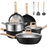 Lot 12 poele et casserole induction set poele et casserole induction batterie de cuisine avec couvercle ...