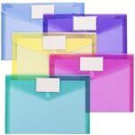 Lot de 12 porte - documents avec rabat pochette  bouton pression et tiqueter pochette plastique 210 ...