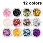 Lot de 12 poudres pailletes de qualit suprieure pour nail art couleur arc - en - ciel pour tous les ...
