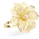 Lot de 12 ronds de serviette en alliage dor ajour  motif floral pour nol dner mariage fte danniversaire ...