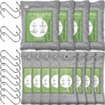 Lot de 12 sacs de charbon de bambou pour purifier lair absorbe les odeurs absorbe lhumidit� d�sodorisant ...