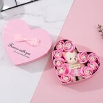 Lot de 12 savons fleurs roses - kzq - coffret cadeau luxe - parfum durable - design c?ur en mtal