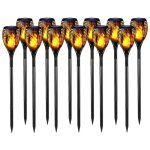 Lot de 12 torche etanche lampes led avec lumi�re recharge solaire effet flammes ip65 5w pour d�coration ...
