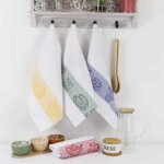 Lot de 12 torchons coton nid dabeille jacquard rebecca