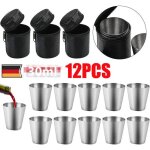 Lot de 12 verres � shot r�utilisables en acier inoxydable tasses empilables - verres � shot de vodka ...
