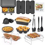 Lot de 13 accessoires de friteuse à air double panier en acier inoxydable 304 compatible avec les friteuses ... Lot de 13 accessoires de friteuse à air double panier en acier inoxydable 304 compatible avec les friteuses ...