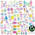 Lot de 130 mini figurines lumineuses en r�sine pour petits animaux miniatures phosphorescentes � cacher ...