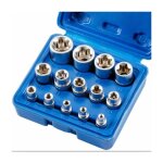 Lot de 14 douilles torx femelles e4 - e24 e - torx hexagonales / label