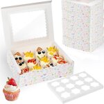 Lot de 15 boite a cupcakesboite a cupcakes 12 trous en carton avec fen�trebo�tes pour les p�tisseriesg�teaux ...
