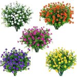 Lot de 15 bouquets de fleurs artificielles dext�rieur arbustes en plastique synth�tique r�sistants aux ...