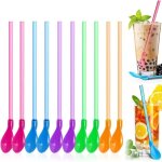 Lot de 15 pailles � granit� granit� pailles � smoothie cuill�res color�es 2 en 1 granita r�utilisablesid�ales ...