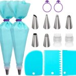 Lot de 15 poches à douille et douilles réutilisables ? avec convertisseurs et anneaux en silicone pour ... Lot de 15 poches à douille et douilles réutilisables ? avec convertisseurs et anneaux en silicone pour ...