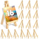 Lot de 16 mini chevalets 15 x 8 cm - chevalet de table en bois - triangle est pliable - pour peintures ... Lot de 16 mini chevalets 15 x 8 cm - chevalet de table en bois - triangle est pliable - pour peintures ...