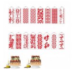 Lot de 16 pochoirs � p�tisserie r�utilisables - motifs g�om�triques / floraux - sans bpa et lavables ...