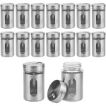 Lot de 16 pot a epice bocaux � �pices blanches en inox moulins � sel et poivre avec vue sur le pot et ...