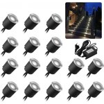 Lot de 16 spots led encastrables au sol - tanchit ip67 - 0. 6 w - diamtre : 32 mm - 4000 k - blanc ...