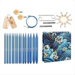 Lot de 18 aiguilles � crochet interchangeables en aluminium avec sac de couleur bleue et accessoire pour ...