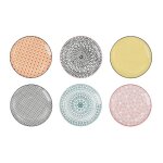 Lot de 18 assiettes plates eres rondes plat de service  ptes salades et desserts en porcelaine multicolore ...