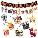 Lot de 18 d�corations de soir�e cin�ma - banni�re � suspendre sur le th�me du cin�ma pour f�te pr�nuptiale ...