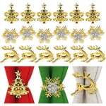 Lot de 18 ronds de serviette en forme de sapin de no�l en m�tal dor� pour no�l f�te d�ner d�coration ...