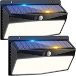 Lot de 2 368led lampe solaire exterieur detecteur de mouvement3 modes lumiere solaire�tanche spot led ...