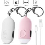 Lot de 2 alarmes personnelles 130 db rechargeables par usb avec fonction lampe de poche led et tanche ...