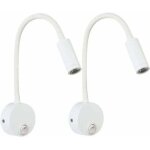 Lot de 2 applique de lecture blanc lampe col de cygne flexible led 3w fixation liseuse murale avec interrupteu ...