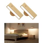 Lot de 2 applique murale int�rieure bois lampe murale sans fil rechargeable usb luminosit� r�glable applique ...