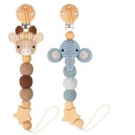 Lot de 2 attache - t�tines pour b�b�s ? attache - t�tine universelle au design animal mignon pour gar�ons ...