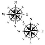 Lot de 2 autocollants impermables en vinyle pour voiture boussole pour camping - car camion15 cm x 15 ...