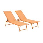 Lot de 2 bains de soleil acier textil�ne inclinable 4 positions tropea orange. 165 x 54. 5 x 82. 5 cm ...