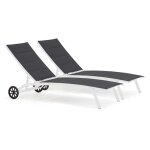 Lot de 2 bains de soleil en aluminium blanc - oviala Lot de 2 bains de soleil en aluminium blanc - oviala