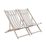 Lot de 2 bains de soleil - gaia rayures marron - transat en aluminium gris anthracite et textilene rayures ...