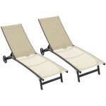 Lot de 2 bains de soleil transat chaise longue - outsunny - inclinable en aluminium et textil�ne avec ...