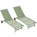 Lot de 2 bains de soleil transat chaise longue - outsunny - inclinable en aluminium et textil�ne avec ...
