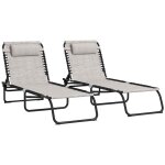 Lot de 2 bain de soleil transat - outsunny - pliable - dossier inclinable multi - positions - acier lacets ...