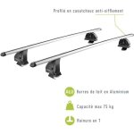 Lot de 2 barres de toit - green valley - easy one n 75 - aluminium - fixation fix point - maxi 75 kg ...