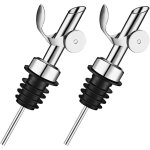 Lot 2 becs verseurs automatiques inox - huile dolive / vin / alcool anti - goutte + bouchons (plastique ...